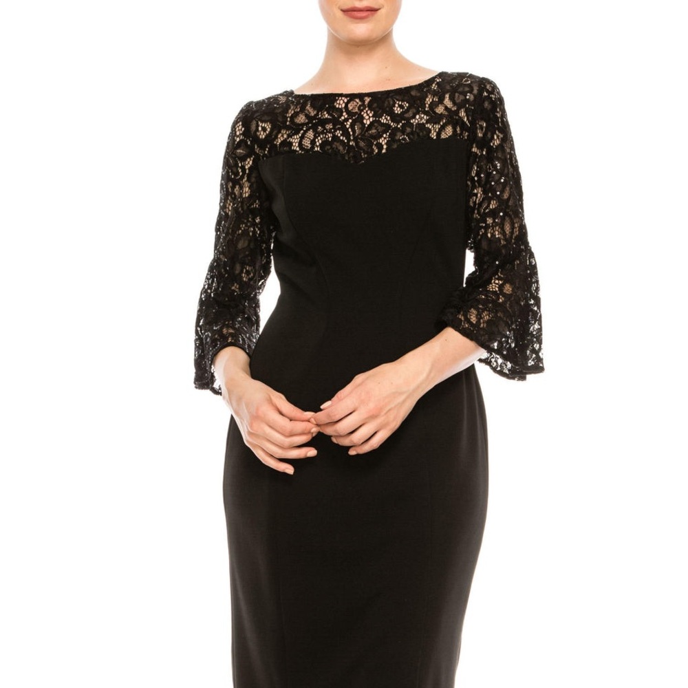 Vintage Couture Carmen Marc Valvo Black Lace Dress